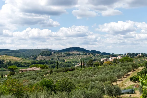 Panoramisch Uitzicht Het Prachtige Weelderige Landschap Van Siena Toscane Italië — Stockfoto