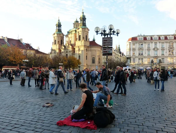 Prague République Tchèque Novembre 2015 Place Vieille Ville Avec Des — Photo