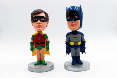 Bologna / İtalya - 3 Eylül 2020: Batman ve Robin 1966 Batman Televizyon Serisi 'nden kalma