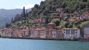  Lugano Gölü 'nde peyzaj ve navigasyon. Ticino Canton, İsviçre
