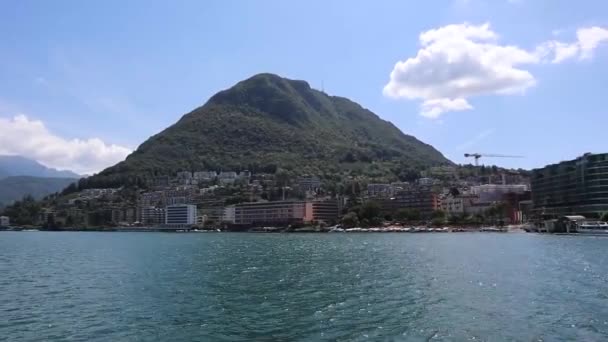 Paisagem Navegação Lago Lugano Cantão Ticino Suíça — Vídeo de Stock