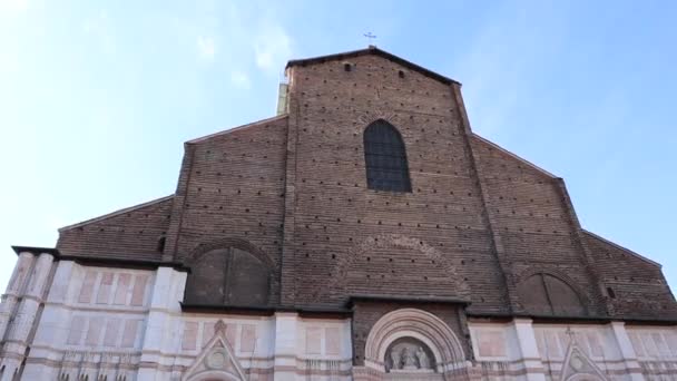 Facciata Della Storica Basilica San Petronio Bologna Italia — Video Stock