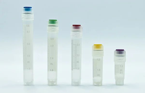 Test Tube Colored Caps Isolated White Background Microbiology Laboratory Equipment — Stock Photo, Image