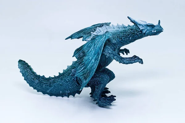 Blue dragon isolated on white background. Fantasy concept