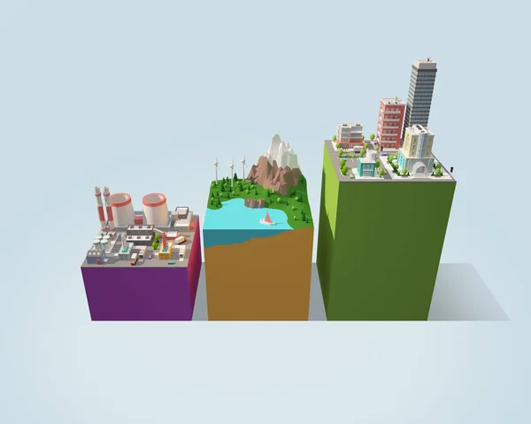 Ecology concept in 3d isometric design