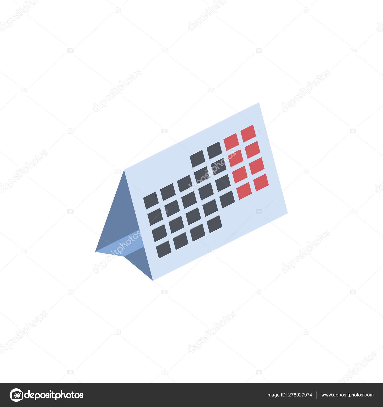 Desk Calendar Vector Isometric Color Icon New Flat Style Creative