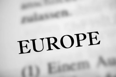 Gri arkaplanda EUROPE kelimesi