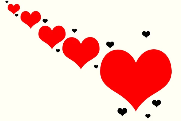 Red Black Hearts White Background — Stock Photo, Image