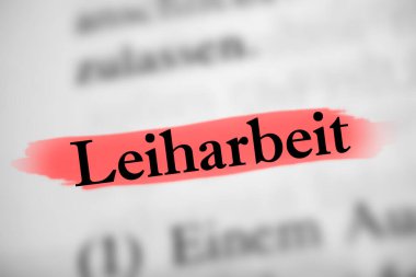 Temporary work - German text word and red markert
