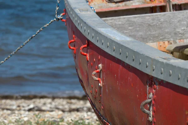 Detalhe Velho Barco Vermelho — Fotografia de Stock