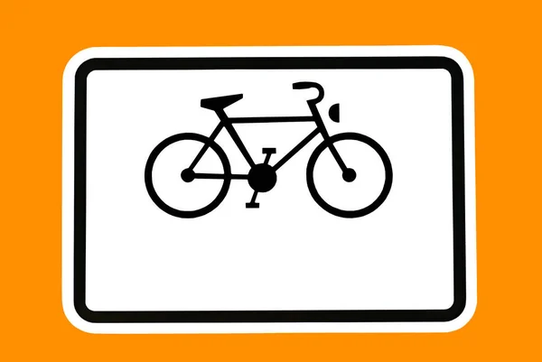 Señal Carril Bici Fondo Naranja — Foto de Stock