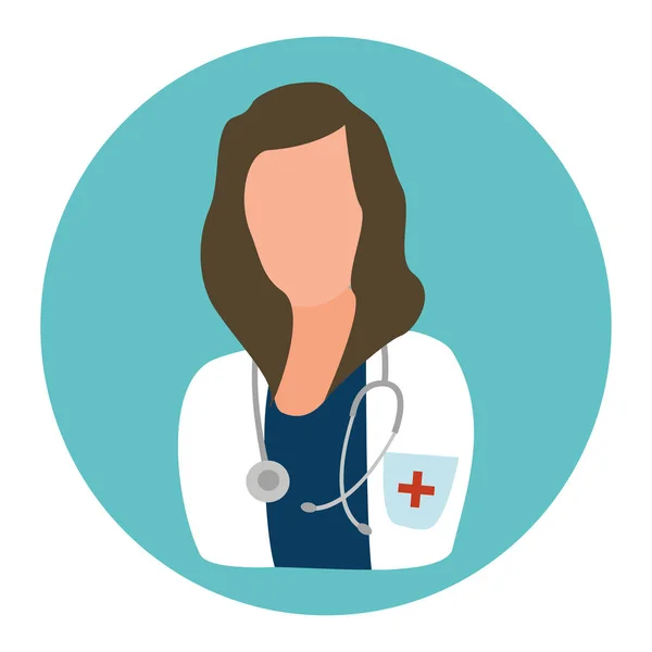 Icono médico mujer médico con estetoscopio. Doctor Avatar. Ilustración de vectores médicos en un estilo plano de dibujos animados. Salud y Medicina . — Vector de stock