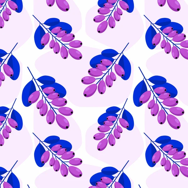 Large pink berries and blue leaves pattern