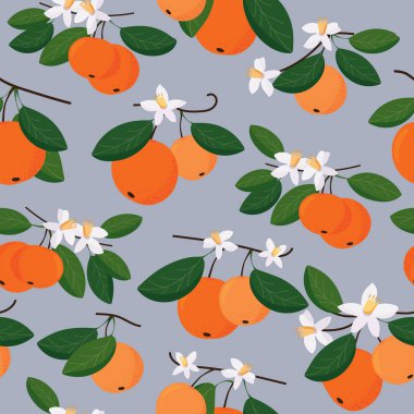 Mandalina ve çiçek açan mandalina dalları ile Seamless yineleme modeli
