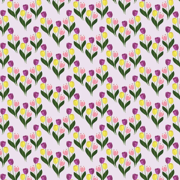 Modello Senza Cuciture Con Sfondo Rosa Chiaro Fiori Tulipani — Foto Stock