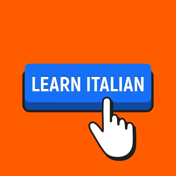 マウス カーソルを手 イタリア ボタンを学ぶ ポインター プッシュ プレス ボタン コンセプト — ストックベクタ