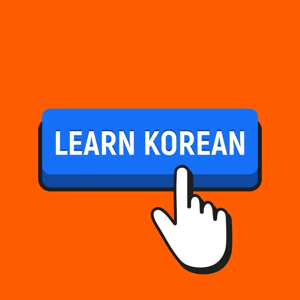 Hand Mouse Cursor Clicks Learn Korean Button Pointer Push Press — Stock Vector
