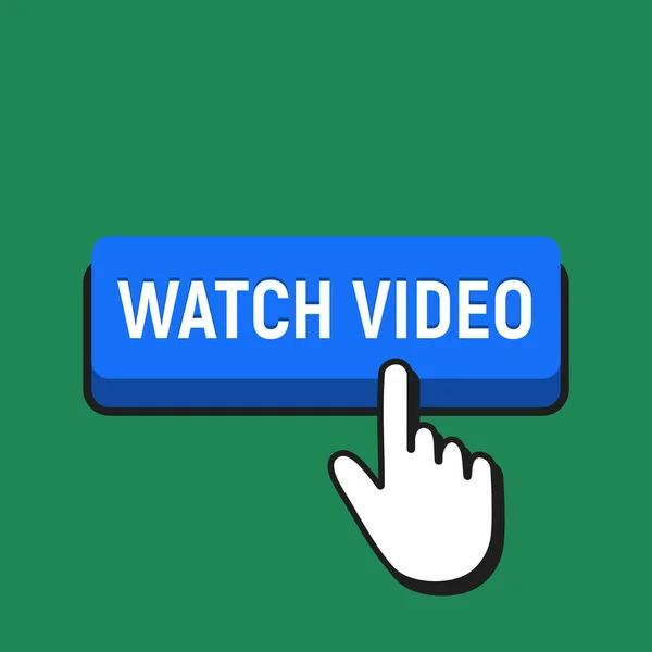 Hand Mouse Cursor Clicks Watch Video Button Pointer Push Press — Stock Vector
