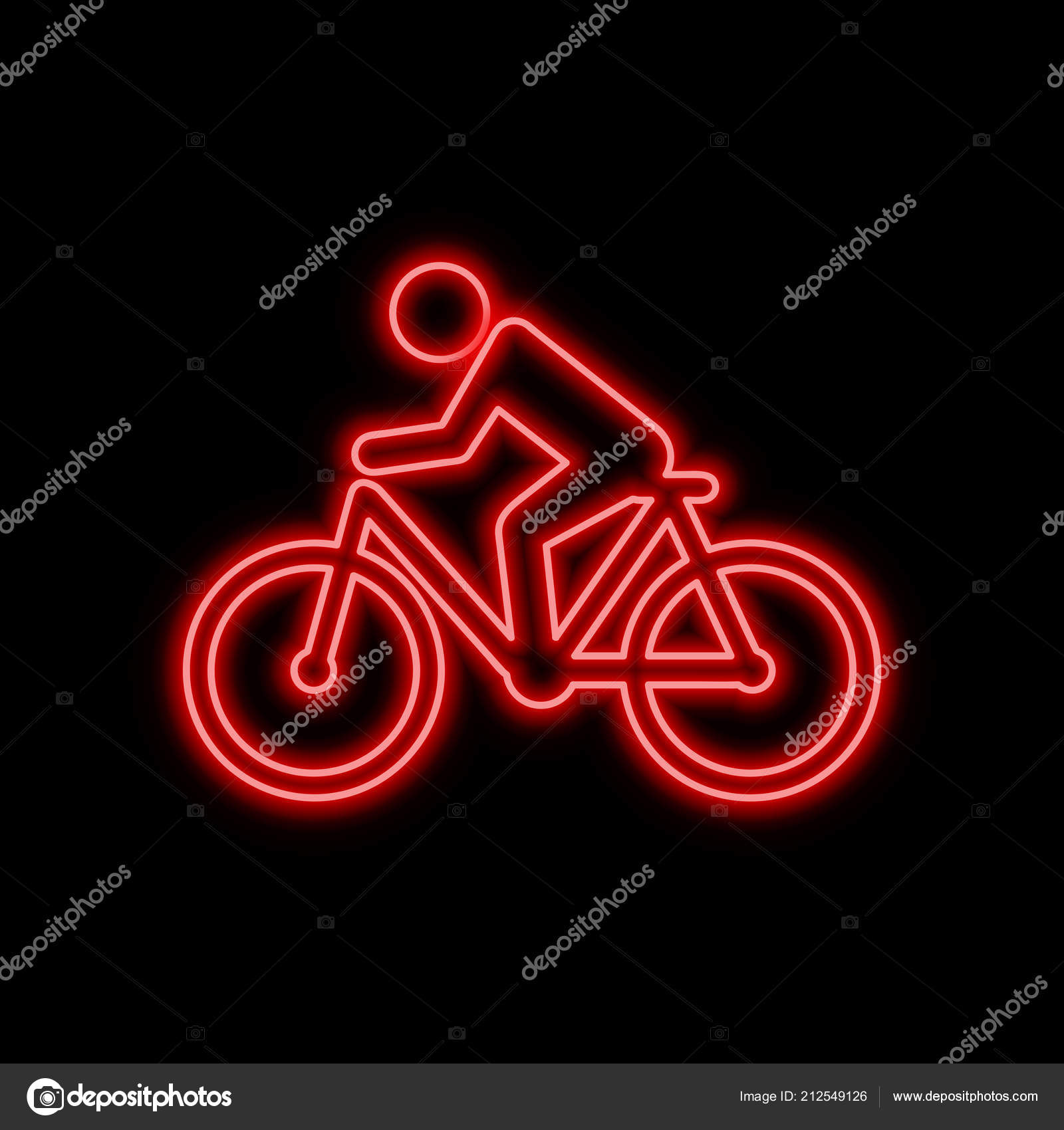 Cyclist Neon Sign Bright Glowing Symbol Black Background Neon