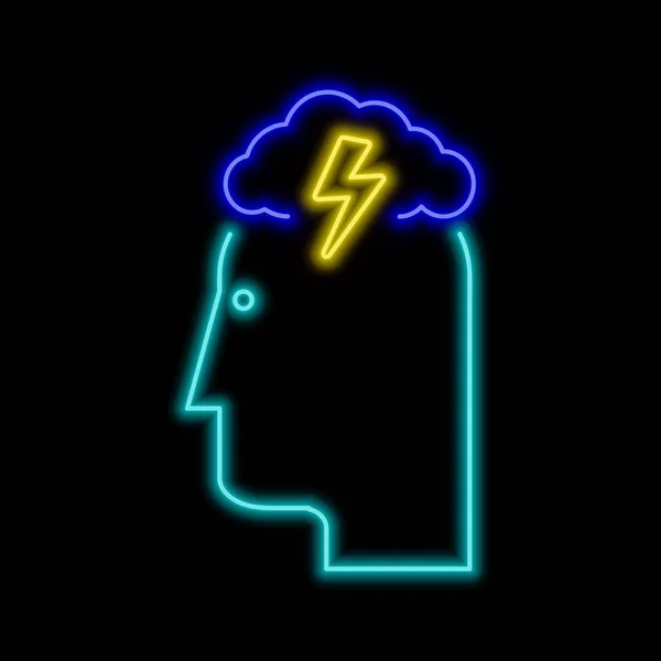 Ötletgyűjtés Neonfény Fényes Izzó Szimbólum Fekete Háttér Neon Style Icon — Stock Vector