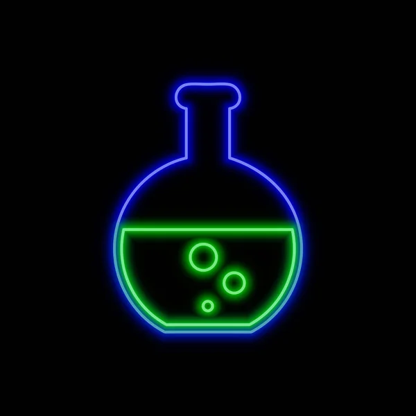 Flask Insegna Neon Luminoso Simbolo Luminoso Sfondo Nero Icona Stile — Vettoriale Stock