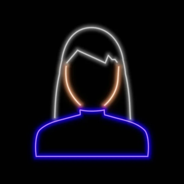 Femme Avatar Néon Signe Symbole Lumineux Sur Fond Noir Icône — Image vectorielle