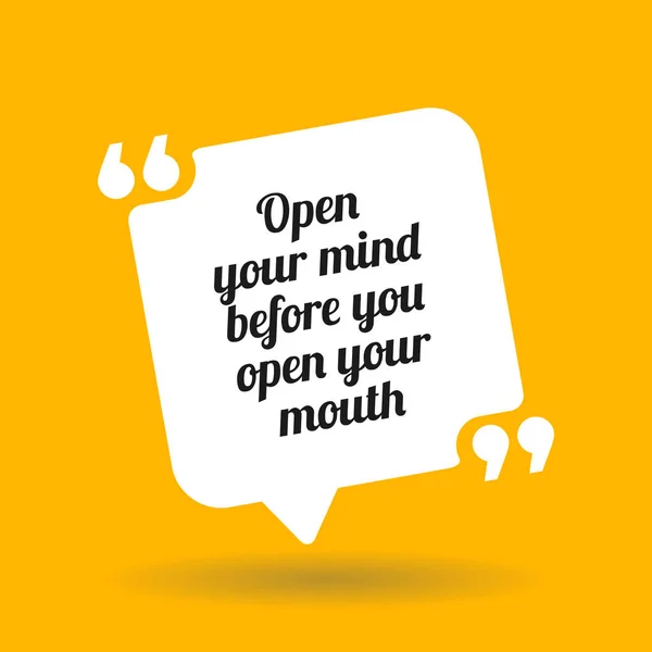 Warning Quote Open Your Mind You Open Your Mouth White — Stock Vector