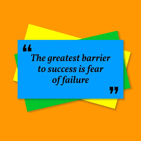 Inspirational Motivational Quote Greatest Barrier Success Fear Failure Business Card — Stock Vector