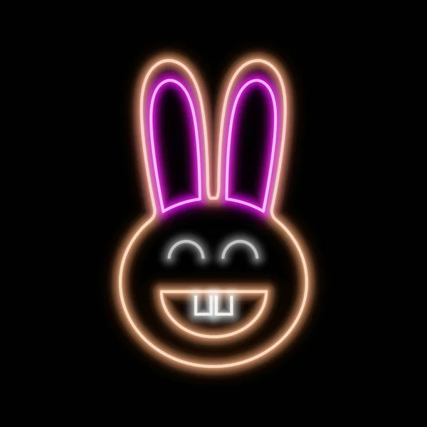 兔子霓虹标志 在黑色背景明亮发光的符号 霓虹灯样式图标 — 图库矢量图片