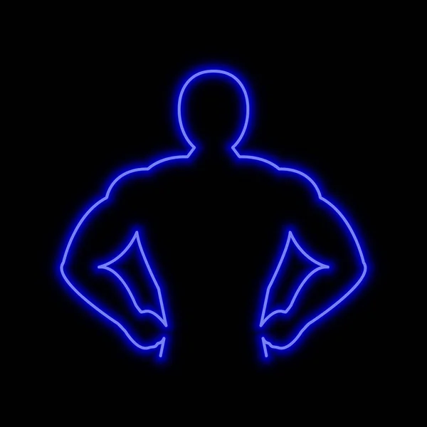 Muscle Homme Néon Signe Symbole Lumineux Sur Fond Noir Icône — Image vectorielle