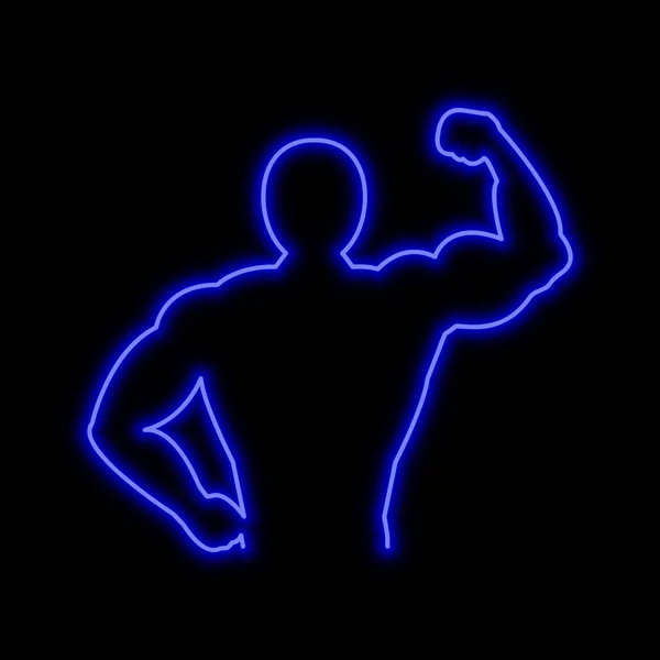 肌肉人霓虹标志 在黑色背景明亮发光的符号 霓虹灯样式图标 — 图库矢量图片