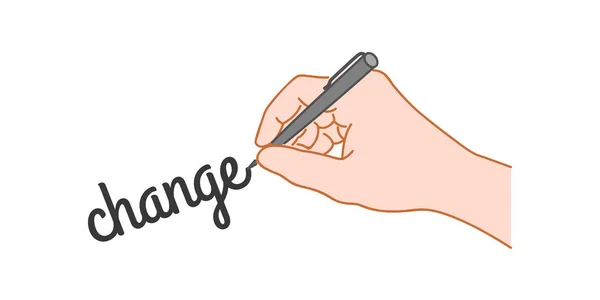 Рука Ручкой Пишущей Слово Изменение Ручная Иллюстрация Стиля — стоковый вектор