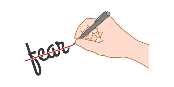 ペンを持つ手は単語 を渡った 手描きイラスト — ストックベクタ
