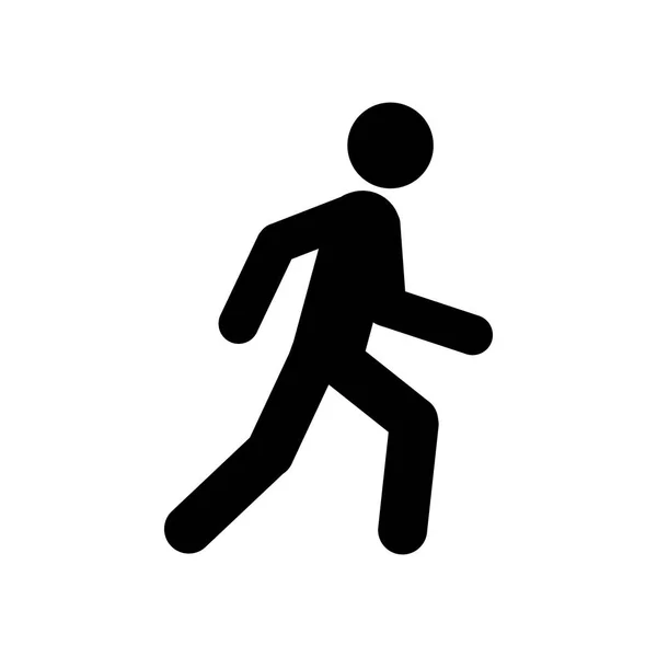 Wandelen Man Symbool Voetgangers Pictogram Zwarte Bord Boven Witte Achtergrond — Stockvector