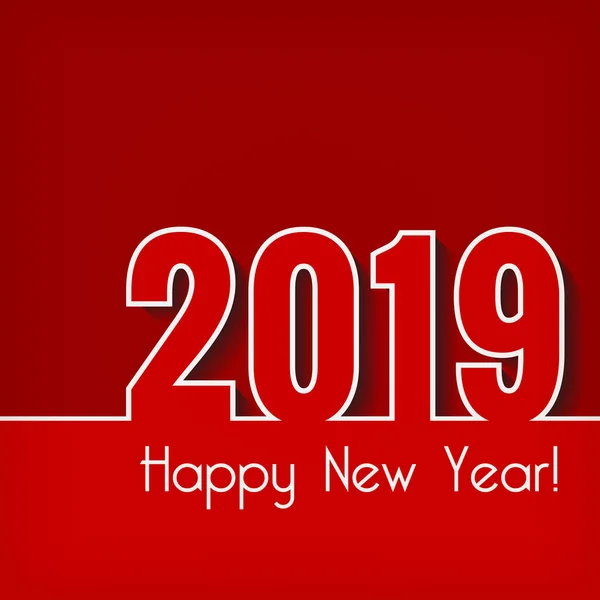 Happy New Year 2019 Creative Greeting Card Template Red Background — Stock Vector