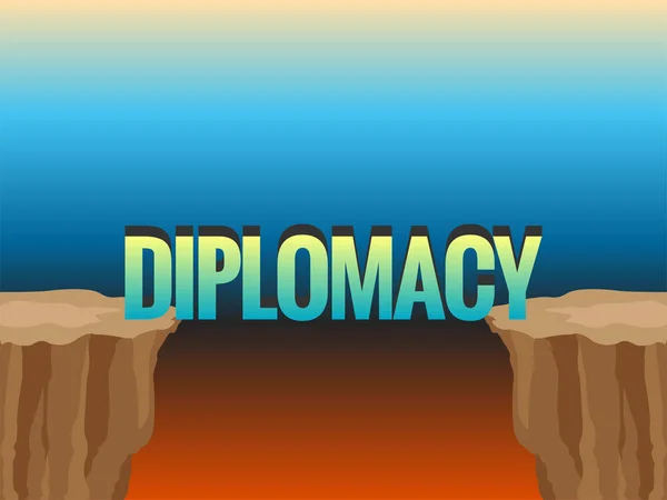 Uçurum Word Diplomasi Köprüsü Konsept Illüstrasyon — Stok Vektör