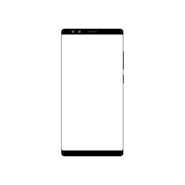 Çerçevesiz smartphone ile boş perde beyaz arka plan üzerinde izole sahte. Tasarım şablonu