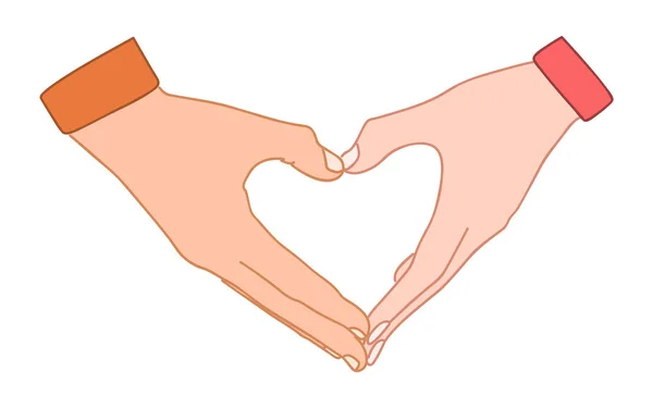 Mãos Masculinas Femininas Formando Uma Forma Coração Símbolo Amor Ajuda —  Vetores de Stock