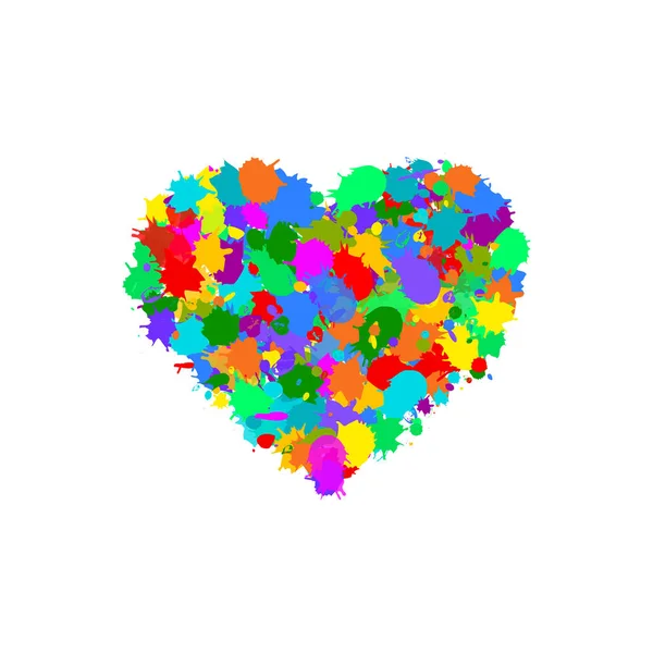 Abstract Heart Shape Made Colorful Splashes Blots Stains — Stock Vector