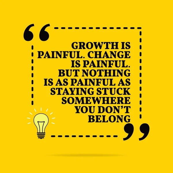 Inspirational motivational quote. Growth is painful. Change is p — Stock Vector