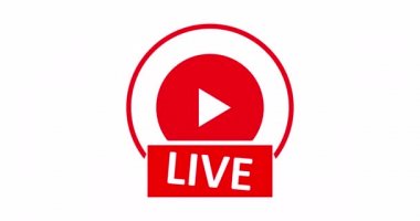Canlı Yayın tabelası. Kırmızı sembol, canlı yayın, yayın, çevrimiçi akış amblemi. Alfa kanalı. Televizyon, programlar ve sosyal medya için canlı performanslar