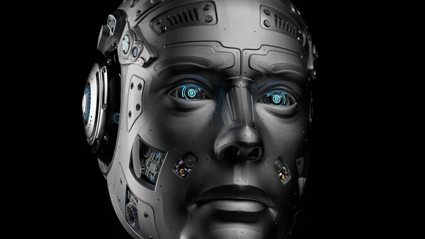 Rendering Sehr Detaillierte Futuristische Robotergesicht Oder Kopf — Stockfoto