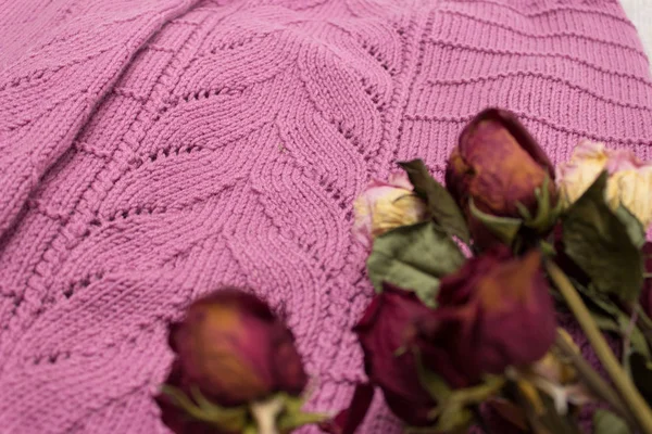 Knitted pink sweater handmade.