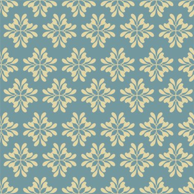 Duvar kağıdı deseni. Duvar kağıtları ve arka planlar için seamless modeli. Sorunsuz vektör desen duvar kağıdı soyut sarı çiçekler mavi arka plan.