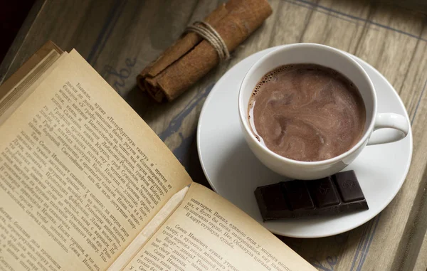 Cocoa Drink Book Cinnamon Chocolate — Stock Photo, Image