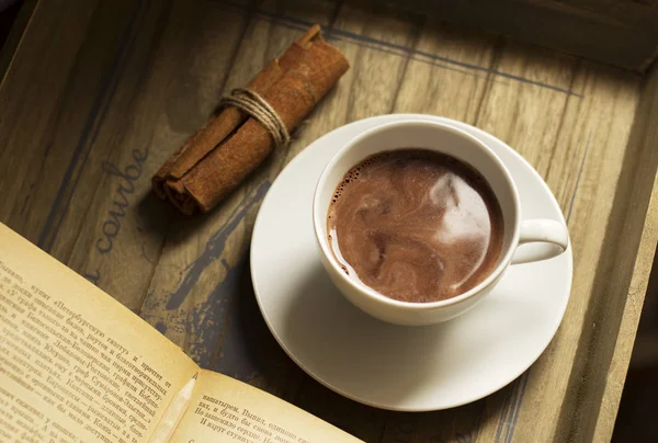 Cocoa Drink Book Cinnamon Chocolate — Stock Photo, Image