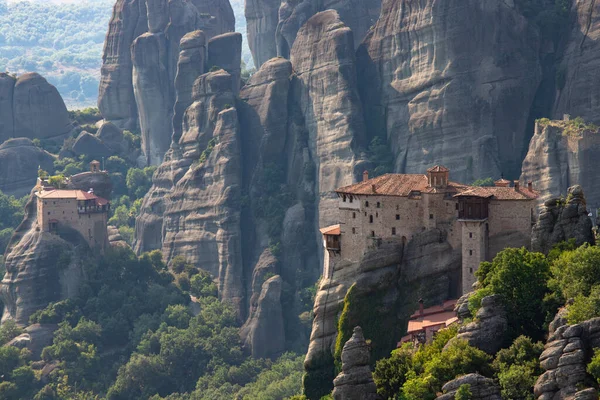 Fantastisk Utsikt Över Klostren Meteora Grekland Landskap Med Kloster Och — Stockfoto