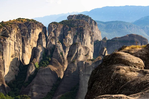 Fantastisk Utsikt Över Klostren Meteora Grekland Landskap Med Kloster Och — Stockfoto