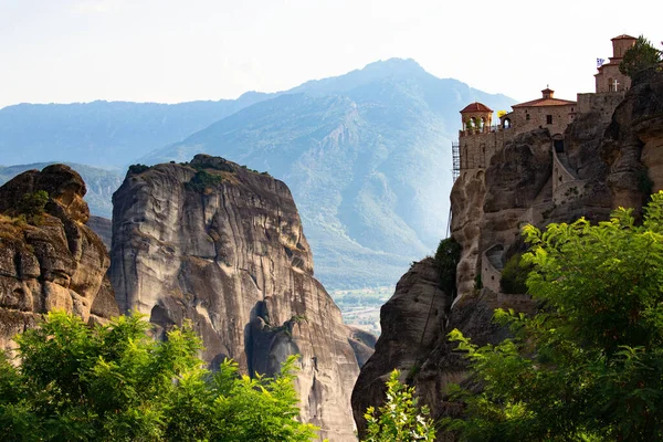 Fantastisk Utsikt Över Klostren Meteora Grekland Landskap Med Kloster Och — Stockfoto