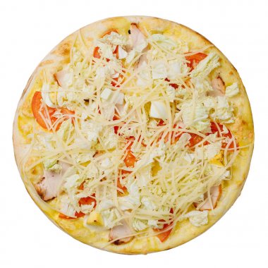 Beyaz masada İtalyan pizza, izolated